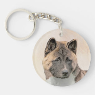 Akita Painting - Niedliche Hundekunst Schlüsselanhänger