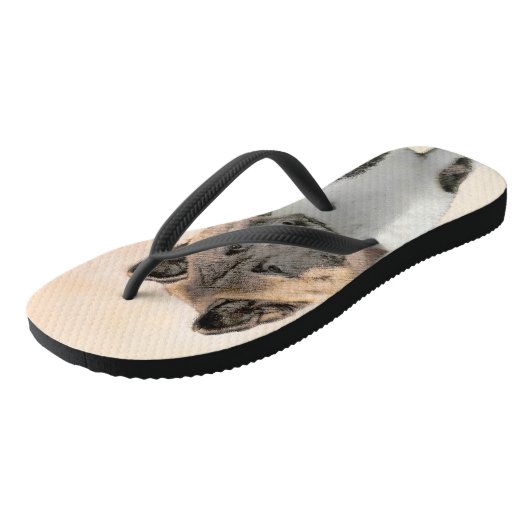 Akita Painting - Niedliche Original Hunde Kunst Badesandalen (Schrägansicht)