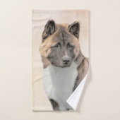 Akita Painting - Niedliche Original Hunde Kunst Badhandtuch Set (Handtuch)