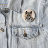 Akita Painting - Niedliche Original Hunde Kunst Button (Beispiel)