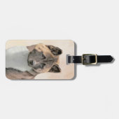 Akita Painting - Niedliche Original Hunde Kunst Gepäckanhänger (Vorderseite horizontal)