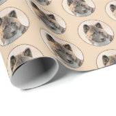 Akita Painting - Niedliche Original Hunde Kunst Geschenkpapier (Rolleneckpunkt)