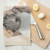 Akita Painting - Niedliche Original Hunde Kunst Geschirrtuch (Viertel Falte)