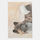 Akita Painting - Niedliche Original Hunde Kunst Geschirrtuch (Vertikal)