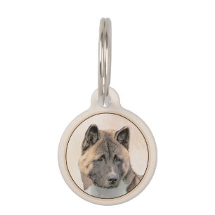 Akita Painting - Niedliche Original Hunde Kunst Haustiermarke