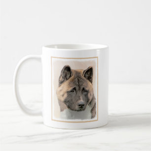 Akita Painting - Niedliche Original Hunde Kunst Kaffeetasse