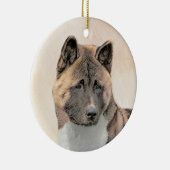 Akita Painting - Niedliche Original Hunde Kunst Keramik Ornament (Rechts)