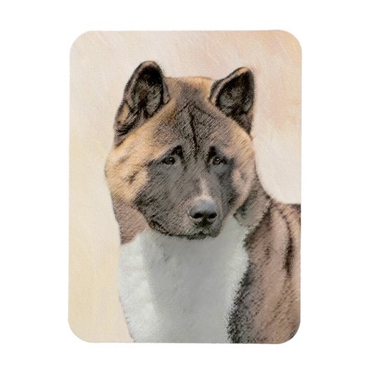 Akita Painting - Niedliche Original Hunde Kunst Magnet (Vertikal)