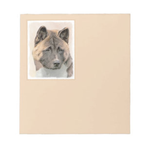 Akita Painting - Niedliche Original Hunde Kunst Notizblock