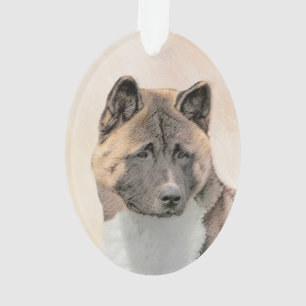 Akita Painting - Niedliche Original Hunde Kunst Ornament