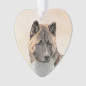 Akita Painting - Niedliche Original Hunde Kunst Ornament (Vorderseite)