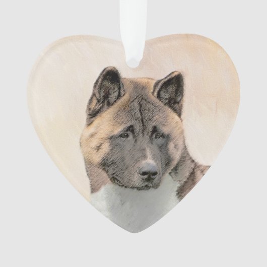 Akita Painting - Niedliche Original Hunde Kunst Ornament (Vorderseite)