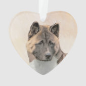 Akita Painting - Niedliche Original Hunde Kunst Ornament (Rückseite)