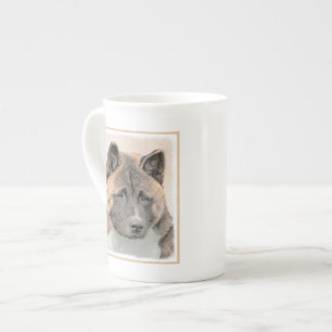 Akita Painting - Niedliche Original Hunde Kunst Porzellantasse