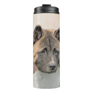 Akita Painting - Niedliche Original Hunde Kunst Thermosbecher