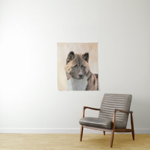Akita Painting - Niedliche Original Hunde Kunst Wandteppich
