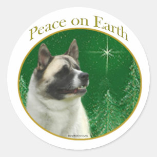Akita Peace Runder Aufkleber