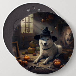 Akita Pumpkins Halloween Beängstigend Button