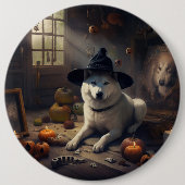 Akita Pumpkins Halloween Beängstigend Button (Vorderseite)