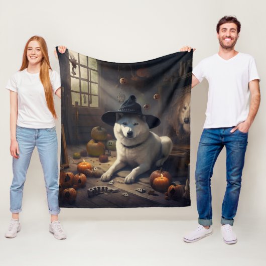 Akita Pumpkins Halloween Beängstigend Fleecedecke (Beispiel)
