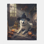 Akita Pumpkins Halloween Beängstigend Fleecedecke (Vorderseite)