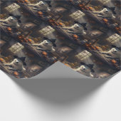Akita Pumpkins Halloween Beängstigend Geschenkpapier (Ecke)