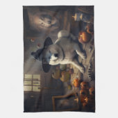 Akita Pumpkins Halloween Beängstigend Geschirrtuch (Vertikal)