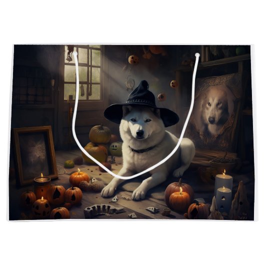 Akita Pumpkins Halloween Beängstigend Große Geschenktüte (Vorderseite)