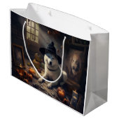 Akita Pumpkins Halloween Beängstigend Große Geschenktüte (Rückseite Schrägansicht)