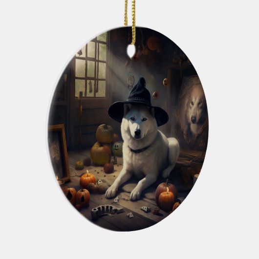 Akita Pumpkins Halloween Beängstigend Keramik Ornament (Rechts)