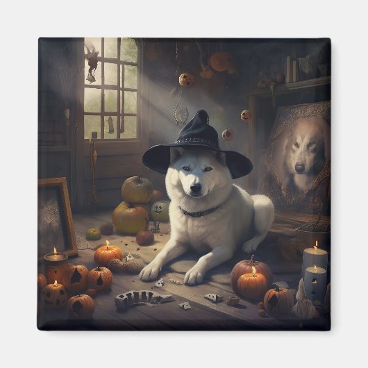 Akita Pumpkins Halloween Beängstigend Magnet (Vorne)