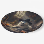 Akita Pumpkins Halloween Beängstigend Pappteller (Schrägansicht)