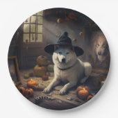 Akita Pumpkins Halloween Beängstigend Pappteller (Vorderseite)
