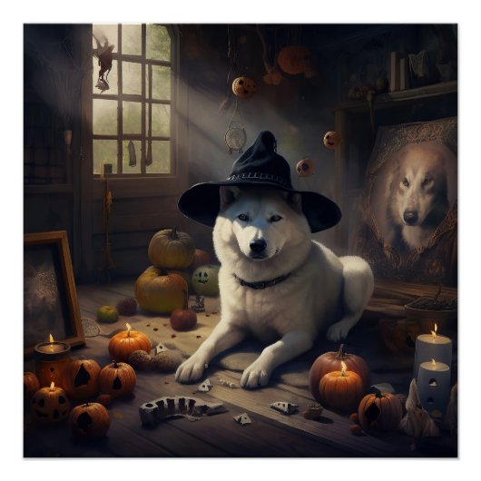Akita Pumpkins Halloween Beängstigend Poster (Vorderseite)