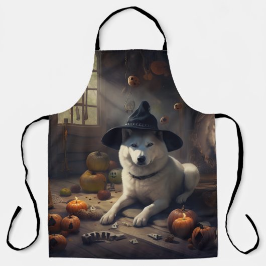Akita Pumpkins Halloween Beängstigend Schürze (Vorderseite)