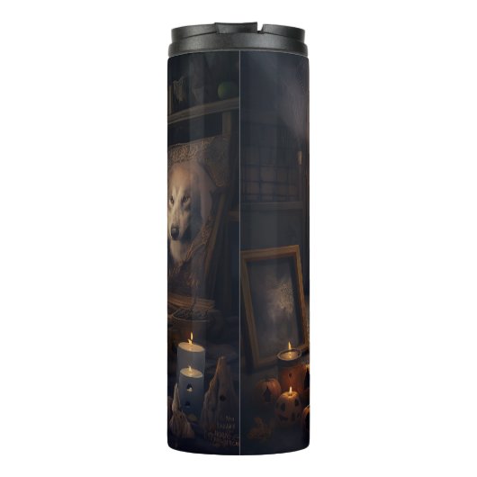 Akita Pumpkins Halloween Beängstigend Thermosbecher (Rückseite)