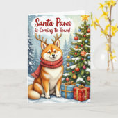 Akita Santa Paws Holiday Begrüßung Karte (Gelbe Blume)