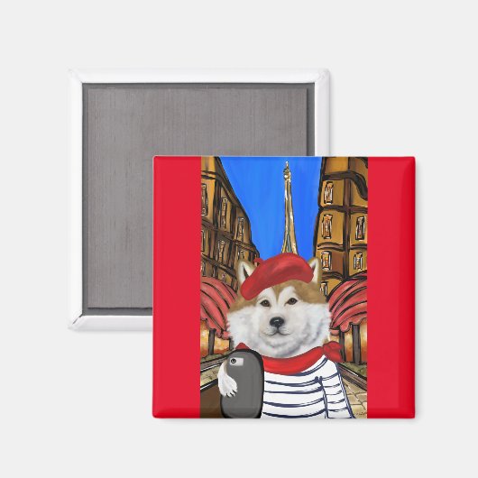 Akita Selfie Magnet (Vorderseite/Rückseite)