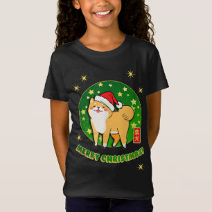Akita Shiba Inu Weihnachtsstars Weihnachtsmannmütz T-Shirt