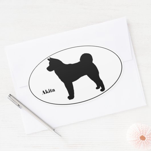 Akita Silhouette Ovaler Aufkleber (Umschlag)