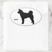 Akita Silhouette Ovaler Aufkleber (Tasche)