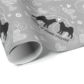 Akita Silhouetten mit Herz und Text Geschenkpapier (Rolleneckpunkt)