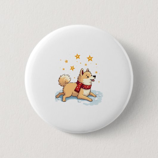 Akita Snowball-Kampf Button (Vorderseite)