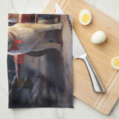 Akita Snowy Sleigh Ride Weihnachtsdekor Geschirrtuch (Viertel Falte)