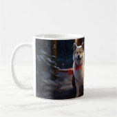 Akita Snowy Sleigh Ride Weihnachtsdekor Kaffeetasse (Links)