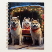 Akita Snowy Sleigh Ride Weihnachtsdekor Planer (Vorderseite)