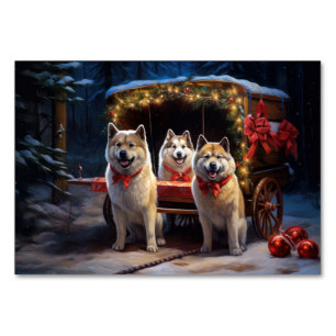 Akita Snowy Sleigh Ride Weihnachtsdekor Tischnummer