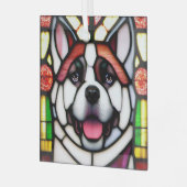 Akita ‚Stains Glass‘ Ornament Aus Glas (Vorderseite links)