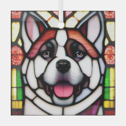 Akita ‚Stains Glass‘ Ornament Aus Glas (Vorderseite)