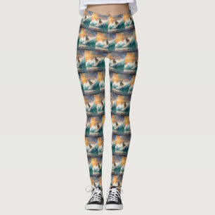 Akita-Strand-Surfing-Malerei Leggings